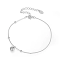 925 sterling silver snake chain bracelet with spherical charm and bead details - Platinum Plated Snake and Bead Link Bracelet 1.78g