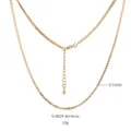 Gold-plated stainless steel 2.1mm box chain necklace with 46+4cm adjustable lobster clasp - Gold S-0029 (50cm)