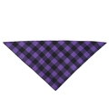 Detailed view of the purple and black plaid cotton dog bandana on white background - Purple-Black Plaid