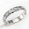 Ring met Hawaïaanse rozengravure in zilveren afwerking met bloemmotief en klein juweel - US 6 / Zilver