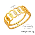 Gold hollow titanium steel bracelet with sparkling layered rhinestones for women - Gold Zirconia Inlaid Oval Interlock Bangle