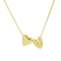 Minimalist 18k gold plated heart pendant necklace with dual hollow and solid charms - Necklace - Letter V