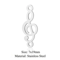 Silver stainless steel G-clef musical note charm connector 7x19mm for jewelry making - Music Note (5 Pcs/Pack) / Silver