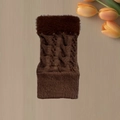 Winter warm dark brown cable knit arm warmers with faux fur trim for women - Twist Brown