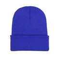 Classic bright blue acrylic knitted beanie hat with cuffed edge for winter warmth - L (54-60cm) / Sapphire Blue