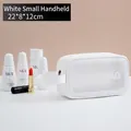 White small PU washbag with handle and WASHBAG lettering in 22x8x12cm size - Single Layer Small / White