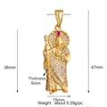 Saint Jude gold plated copper pendant with white zircon stones and red gemstone inlay - Red L021090-Saint Gold Red Stone