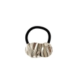 Elastic black hair tie with polished silver wavy metal alloy decorative buckle - Irregular Pleated 5cm / Silver