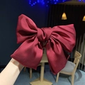 Handmade oversized wine red satin bow hair clip for elegant women styling - Spring Clips / Burgundy