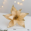 Champagne 25cm artificial Christmas flower with gold sequins for tree decoration - Gold