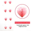 Pink honeycomb paper heart garland, 2.6m length for party and festival decoration - Heart-shaped Ribbon / 2.6m / Pink