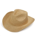 Sombrero de vaquero de paja tejida marrón dorado con ala ancha y brillo metálico - M (56-58cm) / Dorado