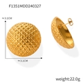 Pendientes redondos bañados en oro con diseño geométrico de rombos y estilo vintage - Diámetro aprox. 3,1 cm / Dorado