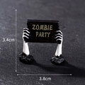 Miniature Halloween skeleton hands holding Zombie Party sign resin ornament for micro landscapes - Style 28 Zombie Party Sign