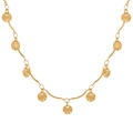 Gouden titanium stalen ketting met zonnebloemblaadjes hangers op een golvende ketting - 40+5cm / Gouden Ketting