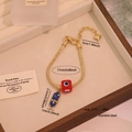 Bracciale a catena serpente d'oro con perla malocchio rossa e ciondolo ad ape - Pendente Ape Malocchio Rosso (3# Rosso)