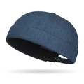 Klassieke donkerblauwe denim docker muts met verstelbare riem voor een streetstyle look - Donkerblauw