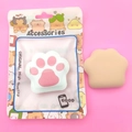 Rubycell marshmallow poederdons in kattenpootvorm beige met schattige roze pootafdruk - Roze Kattenpoot Cartoon Tas
