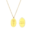 Collier ovale doré avec pendentif jonquille de mars au style minimaliste épuré - Mars Narcisse