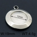 Silver stainless steel 12mm round pendant tray base for jewelry making accessories - 19mm (Inner 12mm) / Silver
