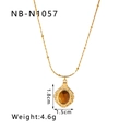 18k gold plated stainless steel necklace with vintage oval tiger eye pendant - Vintage Oval Pendant Style (NB-N1057) / Gold
