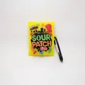 Bright yellow Sour Patch Kids silicone case for AirPods with black D-ring carabiner - Yellow Candy + Carabiner / AirPods 1/2 Gen