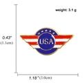 Aviation style gold alloy USA enamel pin with red white and blue flag design 1.18 inch - USA Wings (A00064)