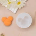 Detail of cartoon bear head silicone mold showing intricate woven texture and finished orange craft - Bear