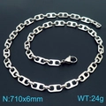Collana a catena ancora in acciaio inossidabile argento maglie a naso di maiale - Stile A Collana Naso di Maiale (Larghezza 6mm) / 71cm / Colore acciaio