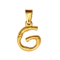 Bamboo style 18K gold plated stainless steel letter G pendant with grooved texture - Letter G