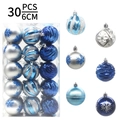 Set van 30 stuks 6cm blauwe en zilveren kerstballen voor boomdecoratie - Blauw/Zilver/Wit 30 STUKS 6CM