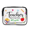 Borsa trasparente in PVC per insegnanti con cerniera e stampe a tema scolastico kit - 003-Kit di Sopravvivenza per Insegnanti