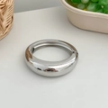 Minimalist silver mirror-finish hinged bangle with a sleek cylindrical metal design - Minimalist Chunky Hinged Cuff (SL271) / Silver