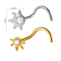 Nasenstecker aus Chirurgenstahl in Gold und Silber mit 4,5 mm Sonnen-Design und Kristall - Goldfarbe Hamsa Hand Mit Zirkonia / 0.8x7mm
