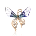 Detailweergave van vlinderbroche met paarse gradiëntvleugels en hol gouden metaalwerk - Paars Blauw Gradiënt (AL1193-A)