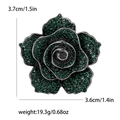 Spilla vintage a rosa in lega con strass verdi e specifiche di misura 3,7 cm - Verde