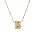 Collana in ottone placcato oro 18k con ciondolo lettera B micro-pave di zirconi - Lettera B