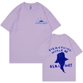 T-shirt femme en coton lavande avec imprimé baleine et logo, vues de face et de dos - S / Hauts / Lavande