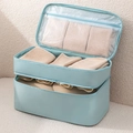 Portable light blue travel underwear organizer bag with dual-layer storage design - Lake Blue