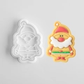 3D Santa Claus cookie cutter press tool with decorated white plastic mold for baking - Santa Claus D