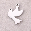 Polished silver stainless steel peace dove bird pendant with glossy mirror finish - Peace Dove / Steel