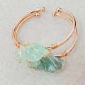 Bracciale regolabile in oro rosa con pietre naturali verdi e filo avvolto - Bracciale Avvolto in Filo Oro Rosa / Fluorite (Verde)