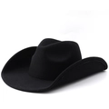 Sombrero vaquero clásico de fieltro de lana negro con ala ancha y copa con hendidura - M(56-58cm) / Negro