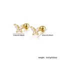 Golden 925 silver butterfly earrings with cubic zirconia and screw ball backs - Gold Butterfly Style (KE22304)
