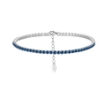 S925 sterling silver tennis bracelet with sparkling deep blue round-cut zircons - Machine-made Tennis Chain 2mm Deep Blue Electroplated White Gold Approx. 3.28g.