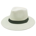 Classic cream straw Panama hat with black ribbon band for summer sun protection - M (56-58cm) / Off White