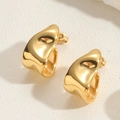 Detailed view of irregular hammered golden earrings with a polished metallic finish - Gold Hammered U-Shape Style (ES2343-8)