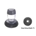 Brosse de cuisine à réservoir avec long manche et 5 boules en fil d'acier - Brosse Métallique + 5 Balles Métalliques