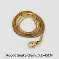 Macro shot of 0.9mm gold snake chain showing smooth metal links and lobster clasp detail - 0.9x45cm / Gold Color (Round Snake Chain)