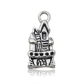 DIY jewelry making silver castle pendant charm with polished finish and detailed carving - 10866-Castle